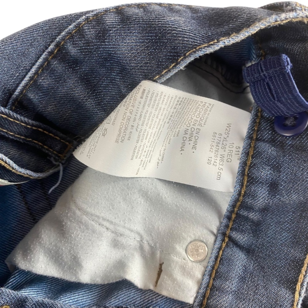 Levi's 511 Slim Fit Boys Jeans Dark Wash Adjustable Waist Size 10 Regular - Picture 6 of 8